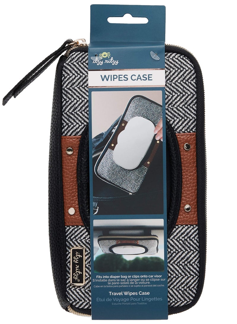 Itzy Ritzy Travel Wipes Case Portable On The Go Holder Including Removable Clips For Car Visor Or Seat Back Designed To Hold Packs Of Up To 64 Wipes Coffee And Cream  - Image 4