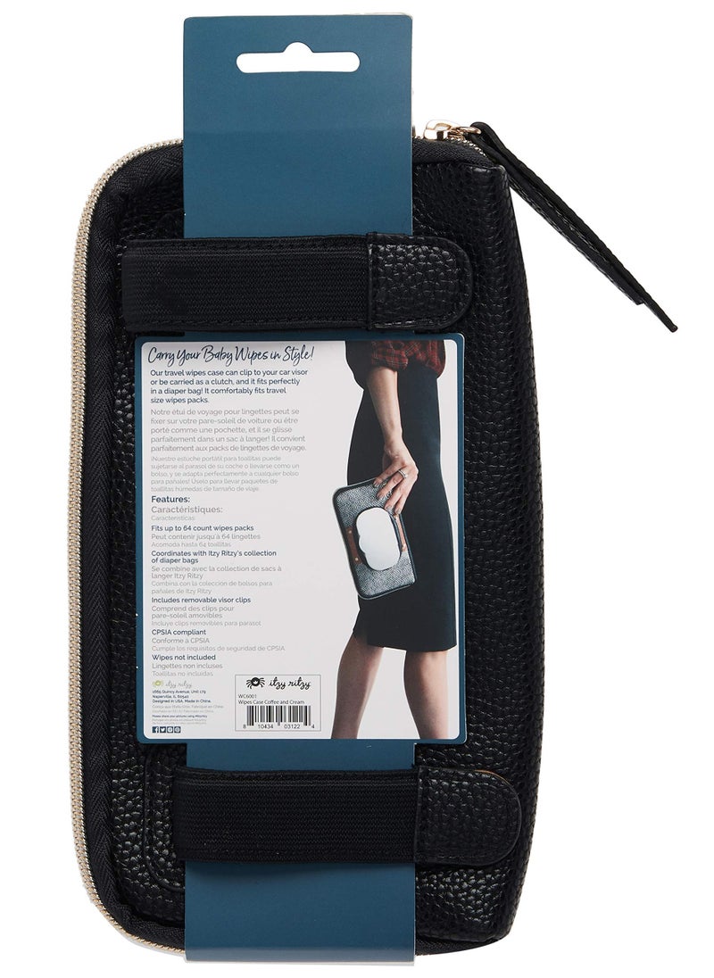 Itzy Ritzy Travel Wipes Case Portable On The Go Holder Including Removable Clips For Car Visor Or Seat Back Designed To Hold Packs Of Up To 64 Wipes Coffee And Cream  - Image 5
