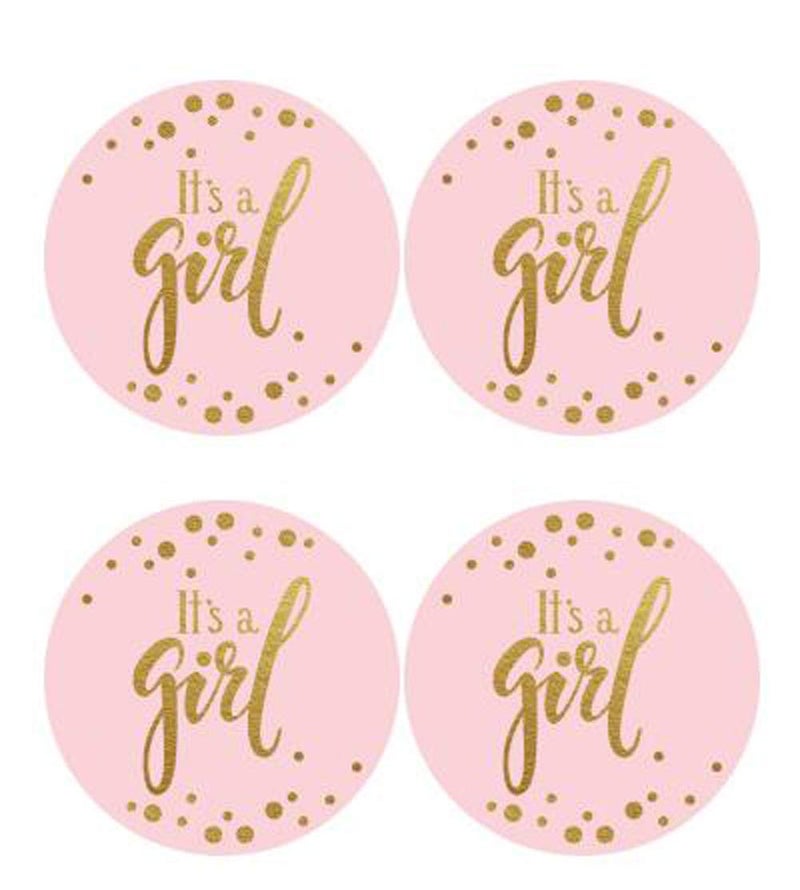 2 Round 50 Pack Pink Its a Girl Label Stickers Baby Shower Party Sticker Labels Candy Stickers for Birthday Party Baby Shower Wedding Favors