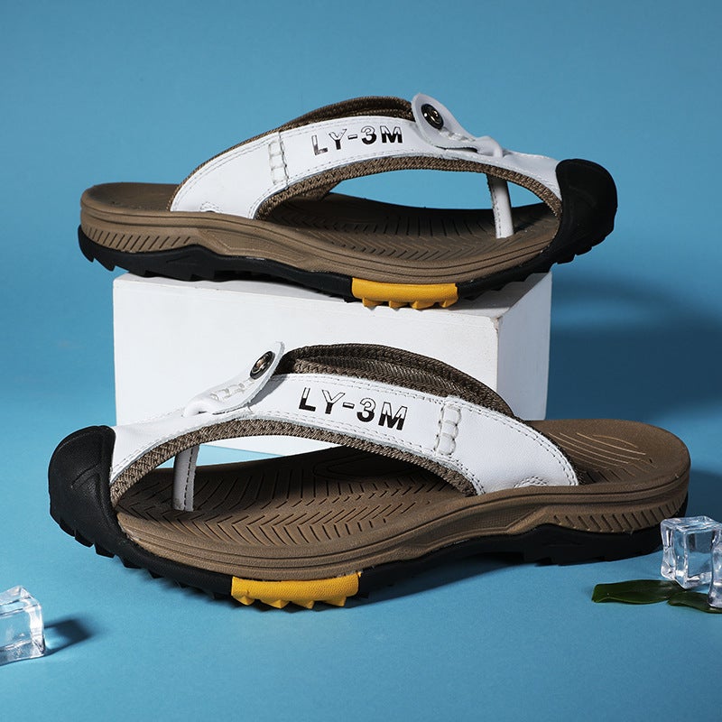 Popular Summer Open-Toe European Station Export Large Size Baotou Herringbone First Layer Cowhide Casual Sandals And Slippers - Image 4