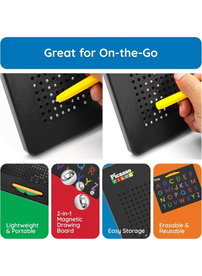 PicassoTiles لوحة الرسم المغناطيسية بأحرف بيكاسو تايلز مزدوجة الجوانب 2 في 1 | أحرف كبيرة وصغيرة | لعبة تعليمية وتعلمية | تعزز مهارات حل المشكلات | تحسن التنسيق والإبداع | هدية للأطفال والرضع - Image 3