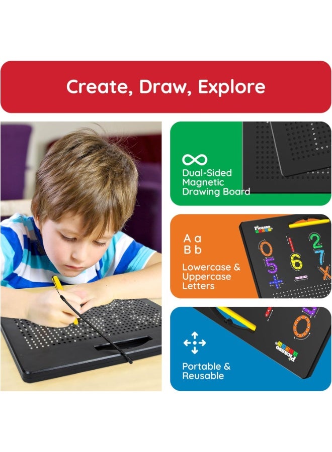 PicassoTiles لوحة الرسم المغناطيسية بأحرف بيكاسو تايلز مزدوجة الجوانب 2 في 1 | أحرف كبيرة وصغيرة | لعبة تعليمية وتعلمية | تعزز مهارات حل المشكلات | تحسن التنسيق والإبداع | هدية للأطفال والرضع - Image 4