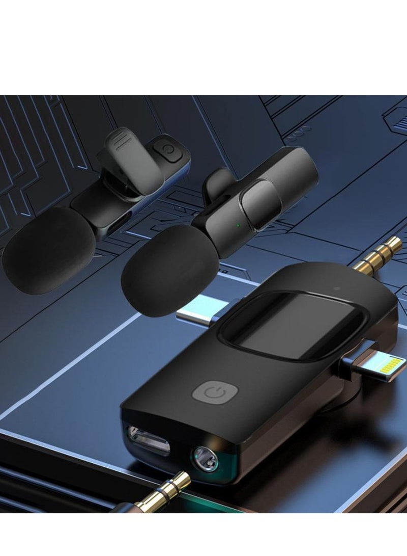 Generic 3-in-1 wireless lavalier live broadcast microphone, compatible with Apple, Android and 3.5mm, with real-time audio transmission and active noise reduction, enabling high-quality recording, live broadcasting and multi-person interaction  - Image 2