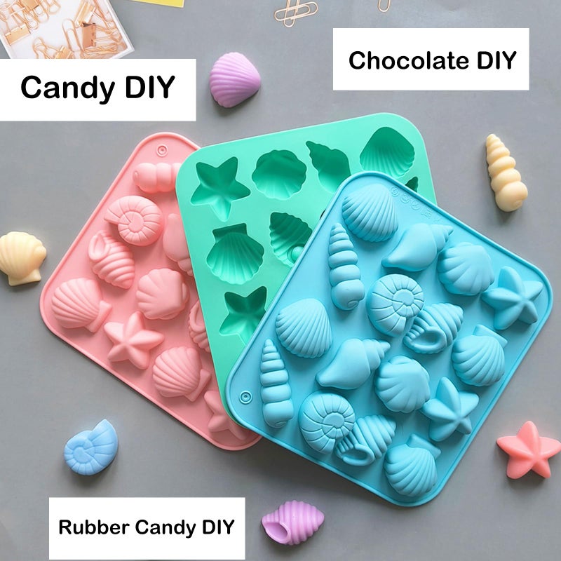 Nexolia 3 Pcs Chocolate Seashell Mold, Ocean Themed Seashell Silica Gel Mold Suitable for Craft Baking, Chocolate Candy Resin and Soap Making, DIY Home Decoration and Gift Making Projectsï¼ˆThree Colorsï¼‰ - Image 3