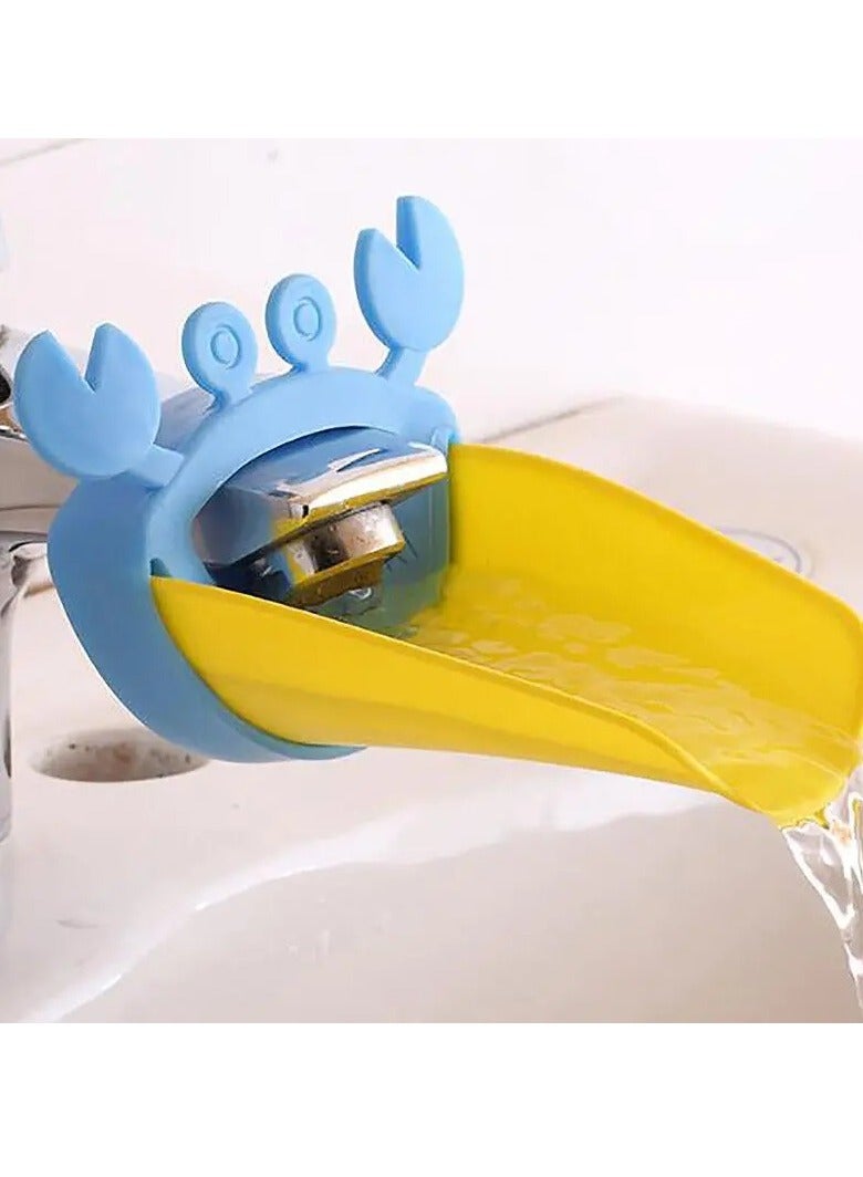 موسع صنبور حمام الأطفال، مساعد غسل اليدين للأطفال، موسع صنبور مياه بمقبض الحوض باللون الأزرق