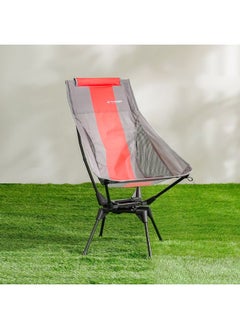 DANUBE HOME Camping Rotary Chair Light Weight Patio Chair All Weather Durable Material Picnic Chair Portable Stool For Outdoor Garden Camping Picnic 69.5X57X95 Cm Red/Grey  - Image 1