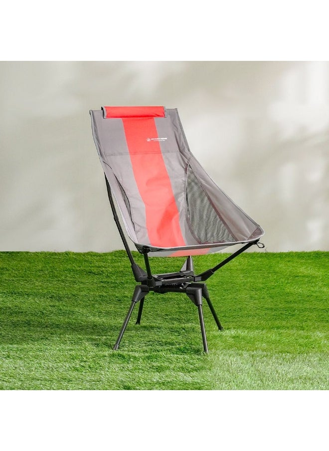 DANUBE HOME Camping Rotary Chair Light Weight Patio Chair All Weather Durable Material Picnic Chair Portable Stool For Outdoor Garden Camping Picnic 69.5X57X95 Cm Red/Grey  - Image 1