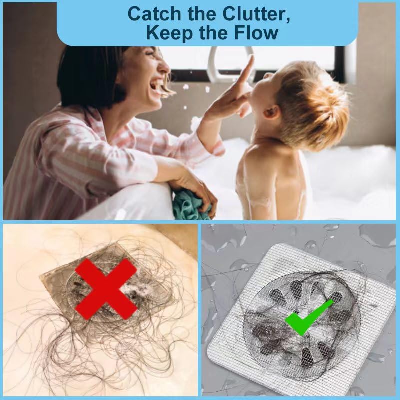 Itlovei 30 PC Disposable Shower Drain Hair Catcher Stickers 4"x4" Strong Adhesive Mesh Covers for Bathroom, Kitchen & Laundry Easy Apply & Remove - Image 5