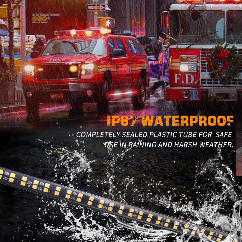 XRIDONSEN 2PCS 60 inch Truck Emergency Lights Strip 720 LED Running Board Strobe Lights Red White Firefighter Flashing Warning Safety First Responder for Vehicles Trucks Pickup Fire POV - Image 3