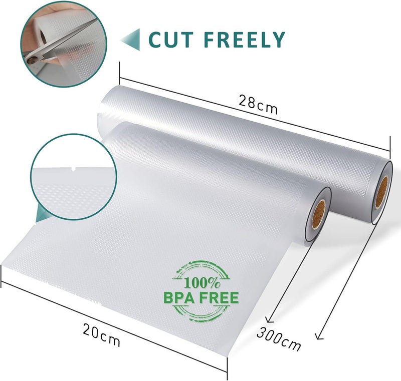YISH Vacuum Bag Vacuum Film Vacuum Bag Food Vacuum Film Rolls: Vacuum Bag for Sous Vide Foil Rolls for Vacuum Sealer 8 Rolls 20/28 x 300 cm Foils, BPA-Free - Image 2