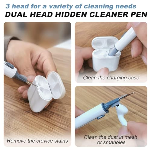 Woyinger for AirPods 1/2 Case Cover, Come with Cleaner Kit, Soft Silicone Protective Cover with Buckle, Compatible with AirPods 2nd 1st Generation Charging Case, Front LED Visible, Sky Blue - Image 3