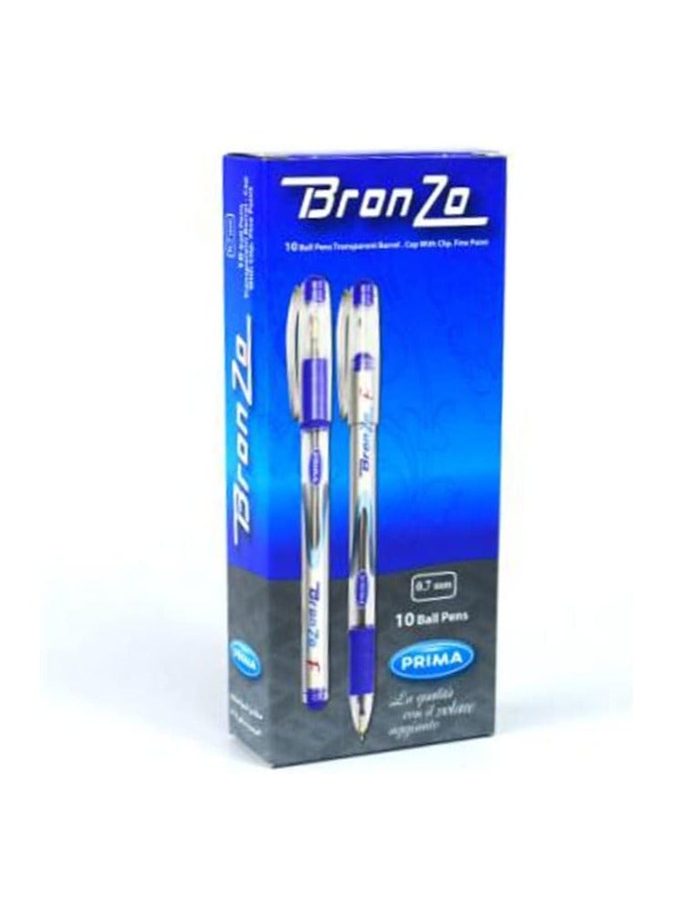 Prima bronzo pack of 10 pieces ballpoint pen fine - blue - Image 1
