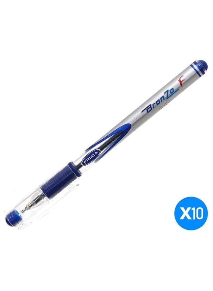 Prima bronzo pack of 10 pieces ballpoint pen fine - blue - Image 2