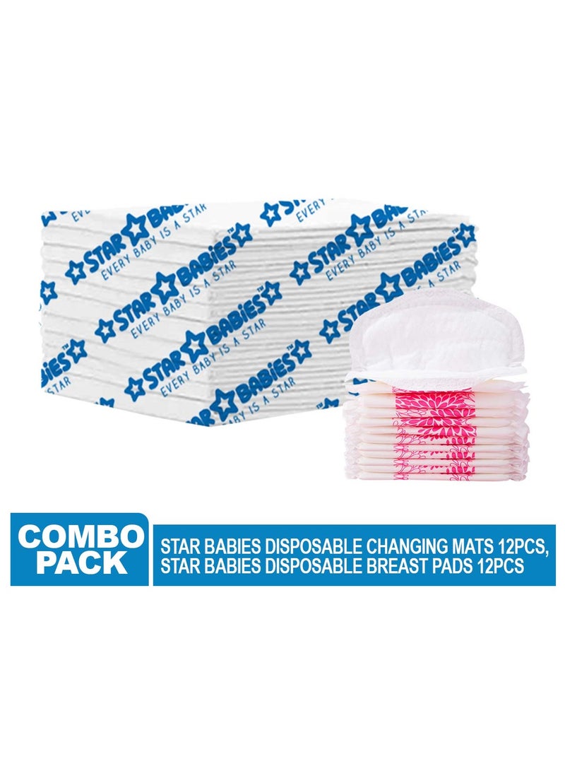 STAR BABiES Star Babies Disposable Combo pack (Changing Mat 12pcs, Bibs 12pcs)-White  - Image 2