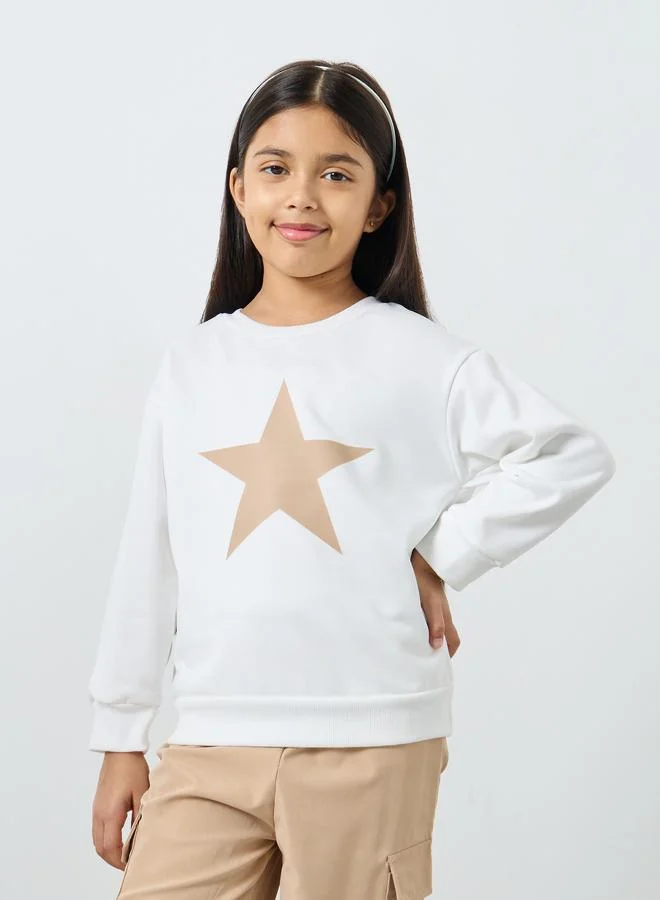 ستايلي طقم سويت شيرت بطبعة نجوم مع بنطال كارجو