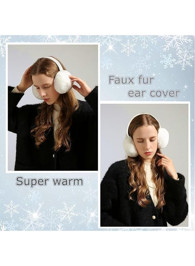 ChicAbode 2 Pack Winter Ear Muffs for Men Women, Foldable Cold Weather Earmuffs, Fleece Warm Ear Warmers, Behind The Head Ear Muffs, Fuzzy Cold Outdoor Earmuffs, Headband Ear Covers, Black, Beige - Image 5