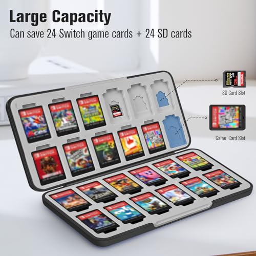 CaseBot Game Card Case for Nintendo Switch 2, Switch OLED/Lite, [Shockproof] Hard Shell 24 Game Holder Cartridge & 24 Slots Micro SD Card Storage Holder Box, Slim and Portable, Galaxy - Image 2