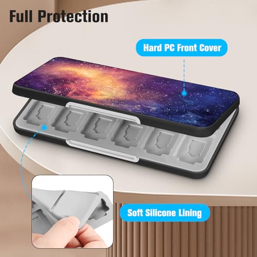 CaseBot Game Card Case for Nintendo Switch 2, Switch OLED/Lite, [Shockproof] Hard Shell 24 Game Holder Cartridge & 24 Slots Micro SD Card Storage Holder Box, Slim and Portable, Galaxy - Image 5
