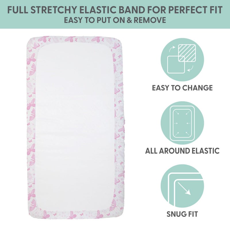 The Peanut Shell The Peanutshell Baby Girl Crib Sheets, Fitted, Breathable, Soft, Crib Bedding Set for Girls, Crib Mattress Sheet, Pink Butterfly Nursery Decor - Image 4