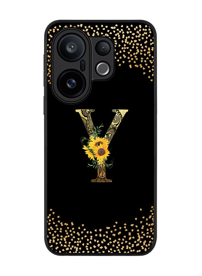 Stylizedd For vivo X200 FE / S30 Pro mini Case,Slim fit Camera Protection, Shockproof Thin Phone cover  - Custom Floral Monogram - Y ( Black )