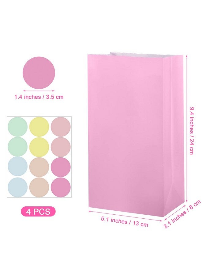 Cooraby 30 Pack Pastel Gift Bags Candy Paper Bags With Stickers 5.1 X 3.1 X 9.4 Inches Snack Sweet Craft Bags For Birthday Wedding Party Anniversaries With 48 Stickers - Image 2