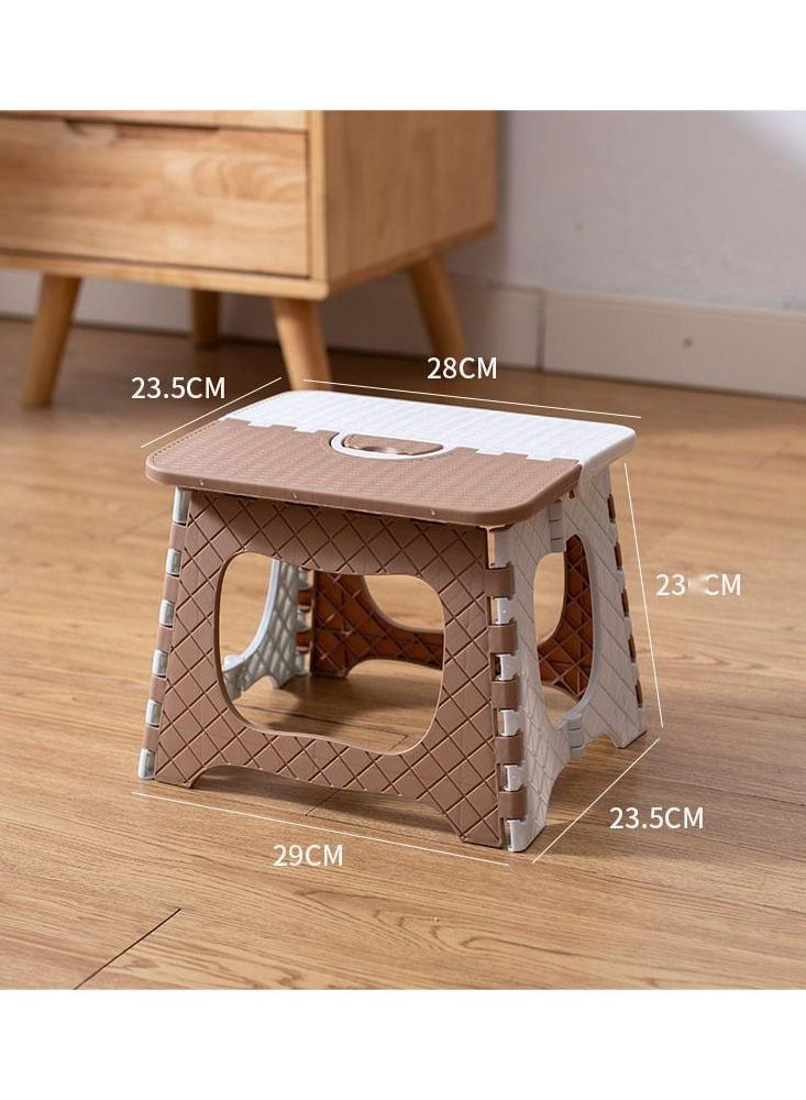 Portable Home Outdoor Folding Stool, Khaki - Image 1