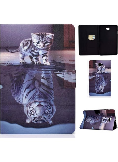 Case For Samsung Galaxy Tab A6 10.1'' 2016 Cover Sm T580 T585 Flip Wallet Folio Stand Case Smart Cover With Auto Sleep Wake Function For Galaxy Tab A 10.1 Inch 2016 Tablet Cat And Tiger