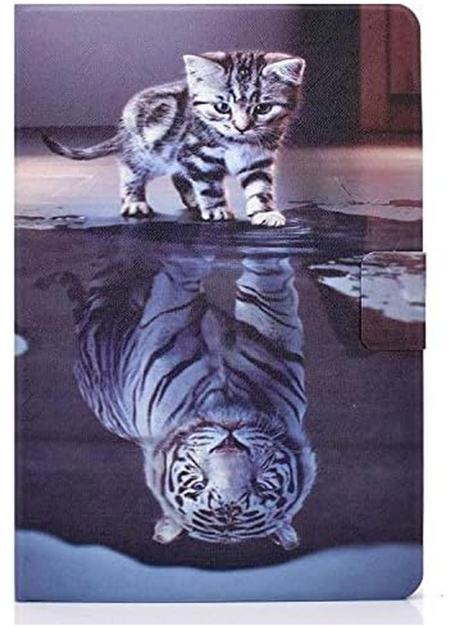 Case For Samsung Galaxy Tab A6 10.1'' 2016 Cover Sm T580 T585 Flip Wallet Folio Stand Case Smart Cover With Auto Sleep Wake Function For Galaxy Tab A 10.1 Inch 2016 Tablet Cat And Tiger