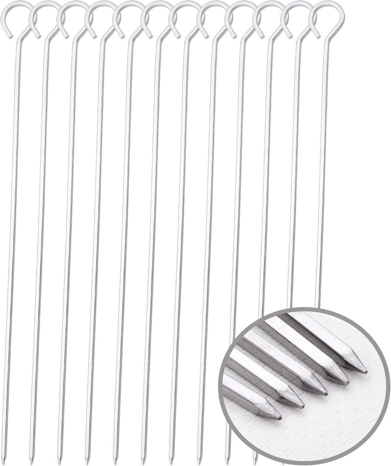 HONSHEN 12 inch Barbecue Skewers Metal BBQ Sticks,12Pack Stainless Steel Square Skewer,Kebob,kabob Sets for Grill Outings Cooking (BBQ Skewers Square 12inch-12p) - Image 1
