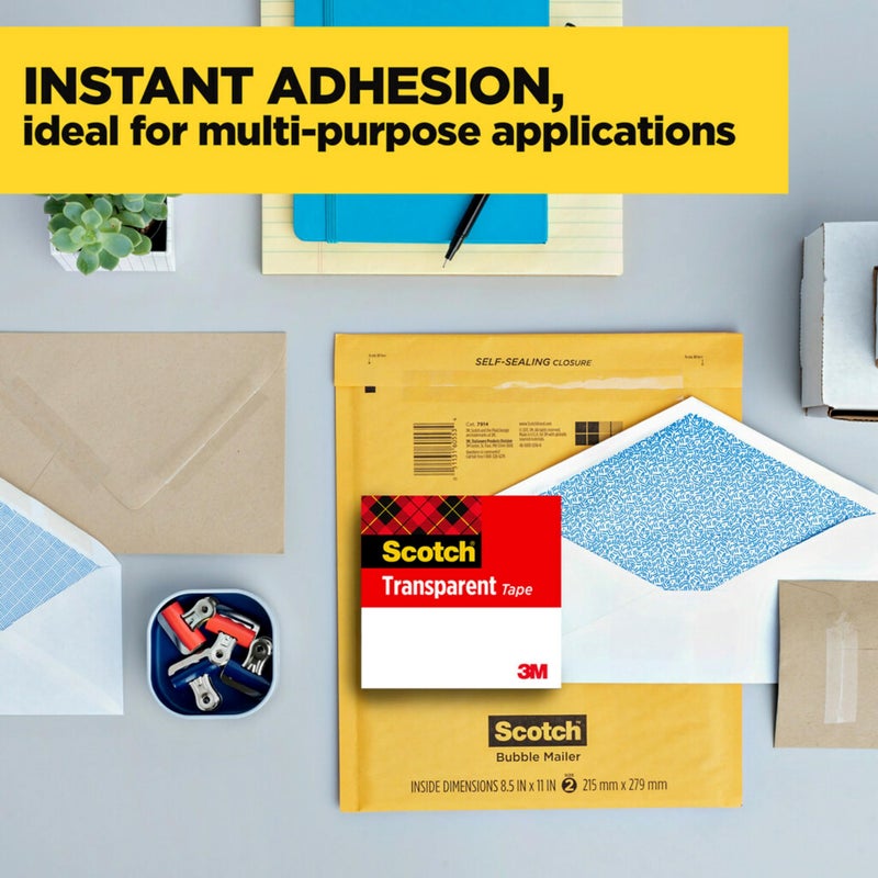 3M Scotch Transparent Tape, 3 Boxes, 1 in x 2592 in (600-72-3PK) - Image 5