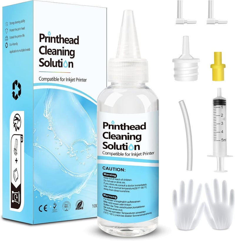 Fosgoit Printhead Cleaning Kits Inkjet Printers, Printer Cleaning Kit for Epson Ecotank Printers, Printer Cleaner Kit for HP, Inkjet Printers Head Cleaning Solution for Canon Pixma Print Head Liquid Nozzles - Image 1