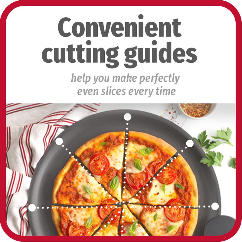 GoodCook AirPerfect 14 Inch Insulated Nonstick Carbon Steel Pizza Pan with Cutting Guides, Perforated, Gray - Image 4