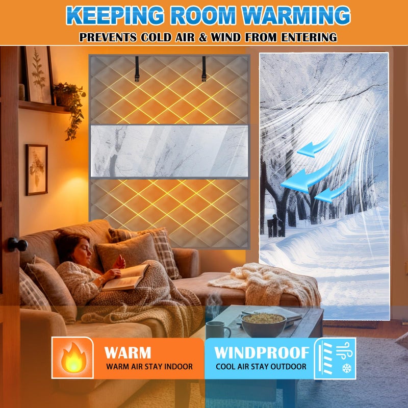 Fanfanwin Window Insulation for Winter 63" x 39 " Thermal Insulated Window Cover with Fastener Winter Insulation Kit for Cold Weather, Oxford Cloth 2 Layer Thick Cotton Filled(Gray, 1 Set) - Image 5