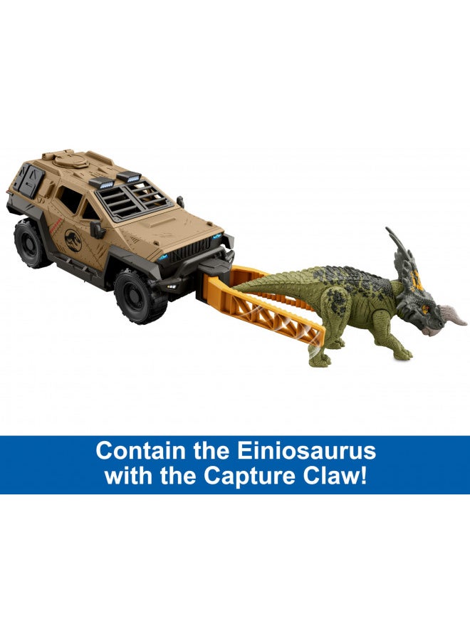 Mattel Games - Mattel Jurassic World Truck & Einiosaurus Dinosaur Action Figure Toy Set with Flip & Roll Feature, Mission Mayhem Vehicle for Dino & Destruction Play - Image 1