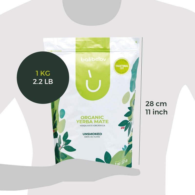 BALIBETOV Organic Yerba Mate Tea Loose Leaf, 2.2. lb. Bag, Natural Traditional Cut, Clean High Energy, Unsmoked Artisanal, Gluten Free, Vegan Friendly, Hot or Cold Drink (2.2 Pounds (Pack of 1), Traditional Cut) - Image 5
