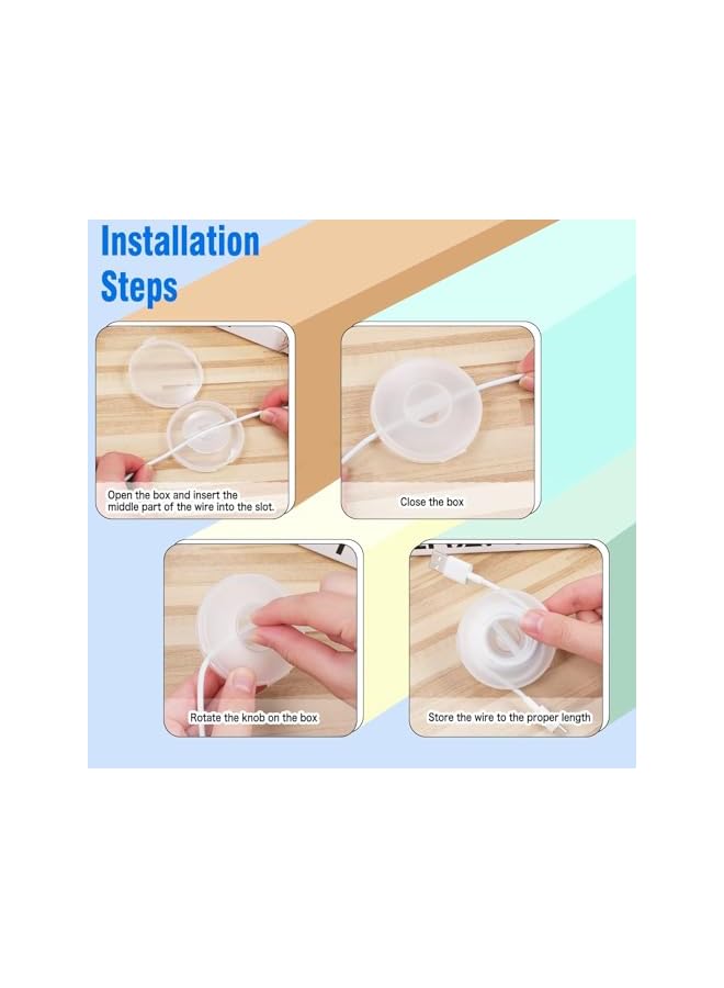 Green Tiger 9 Pcs Charging Cord Organizer Portable Charger Cord Holder Round Storage Cable Winder Retractable Cable Management Flexible USB Cable Reel for Home Office Classroom, Transparent - Image 4