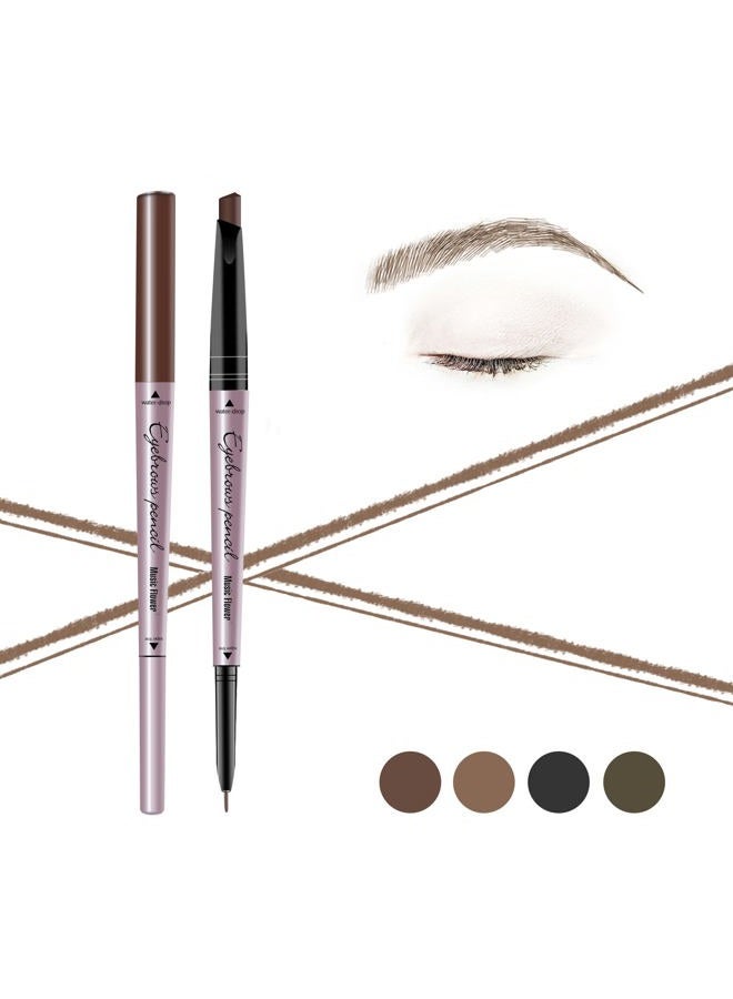 Music Flower قلم حواجب مزدوج الطرف، مقاوم للماء، قلم تعزيز الحواجب الطبيعي، مكياج عيون طويل الأمد، عبوة من 1، بني فاتح - Image 1