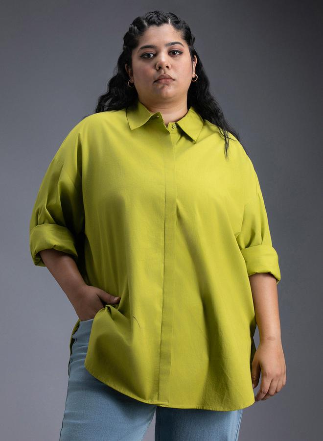 HIGH STAR HIGH STAR Plus Size Classic Spread Collar Oversized Casual Shirt - Image 1