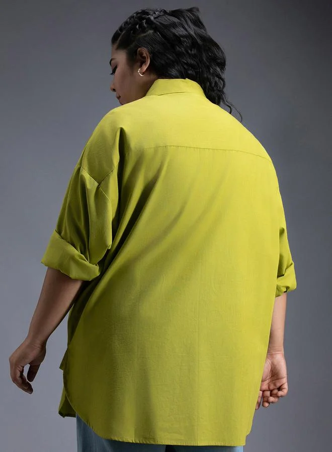 HIGH STAR HIGH STAR Plus Size Classic Spread Collar Oversized Casual Shirt