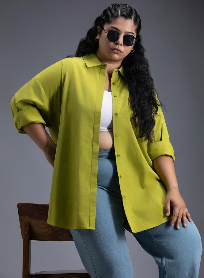 HIGH STAR HIGH STAR Plus Size Classic Spread Collar Oversized Casual Shirt - Image 5