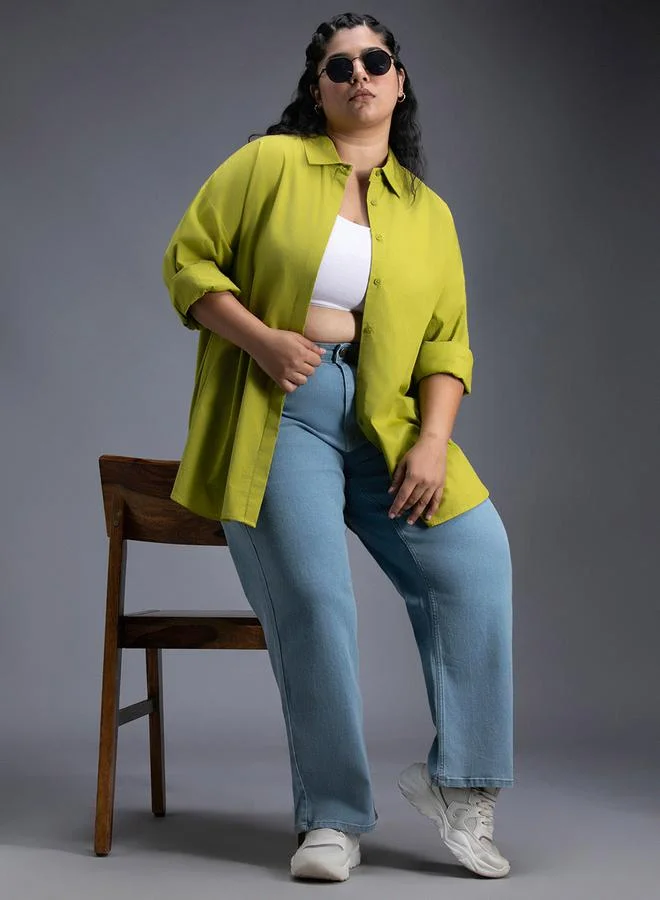 HIGH STAR HIGH STAR Plus Size Classic Spread Collar Oversized Casual Shirt