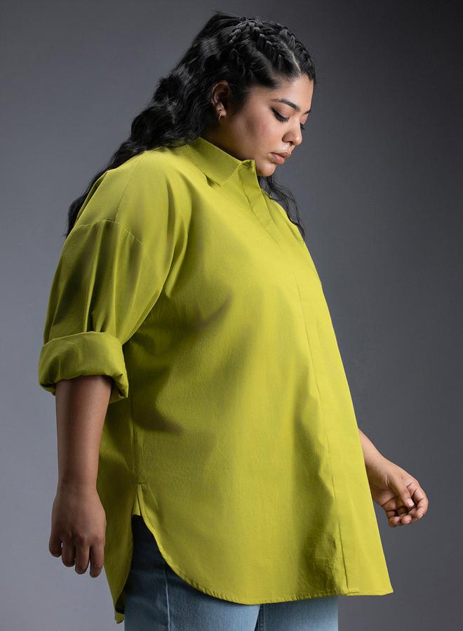HIGH STAR HIGH STAR Plus Size Classic Spread Collar Oversized Casual Shirt - Image 2