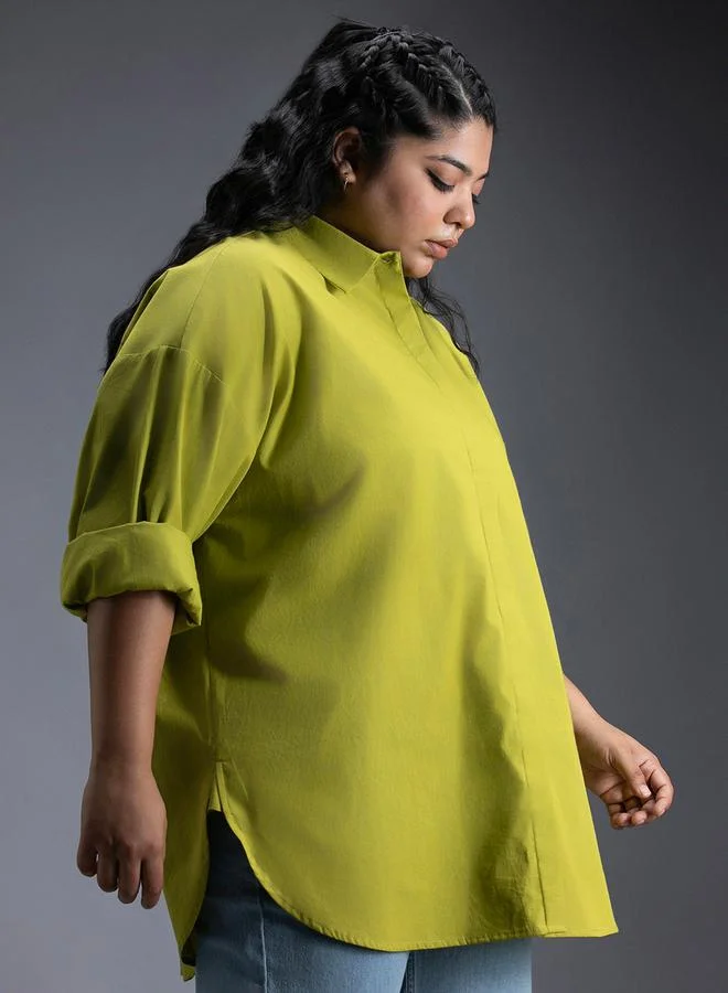 HIGH STAR HIGH STAR Plus Size Classic Spread Collar Oversized Casual Shirt