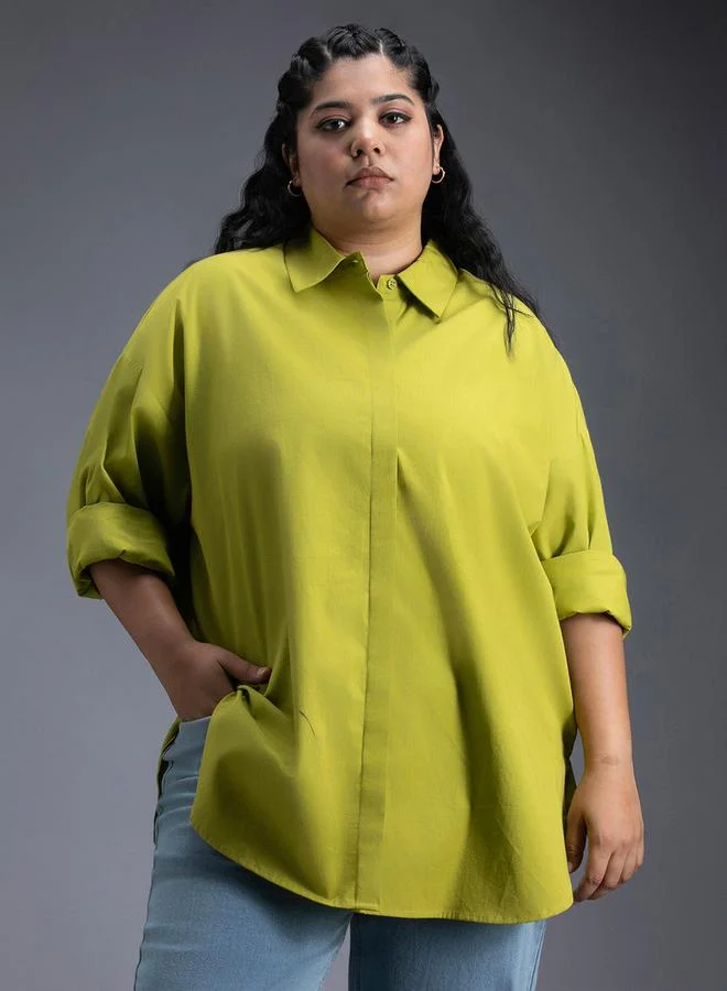 HIGH STAR HIGH STAR Plus Size Classic Spread Collar Oversized Casual Shirt