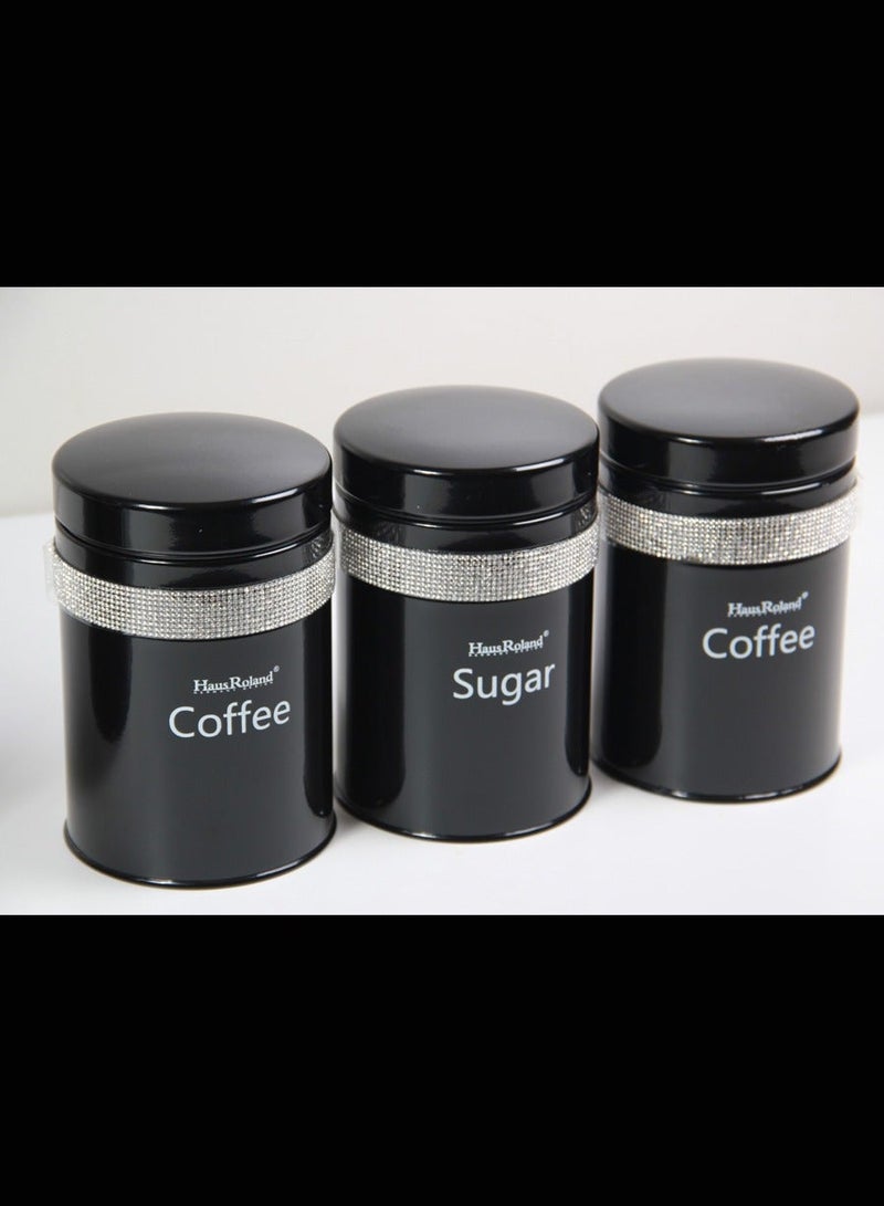 HausRoland A set of sugar, tea and coffee storage jars with a bread holder box - Image 5