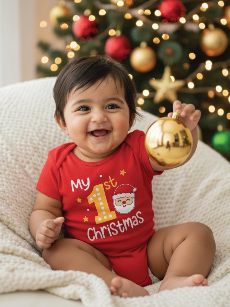 Baby Buzz My 1st Christmas Dress Outfit For Cute Baby Boy Girl | First Christmas Romper Bodysuit 100% Cotton Clothes | Christmas Photoshoot & Gift For Baby 3-6 Months - Image 2
