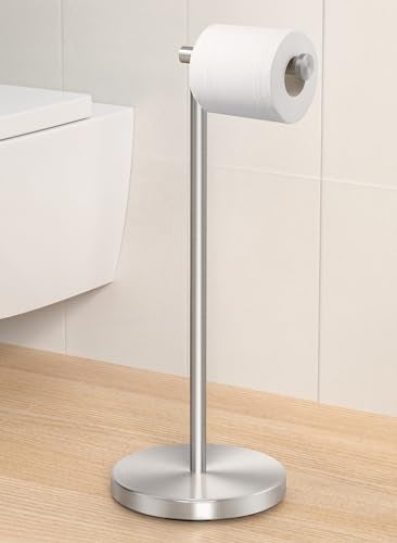 KES Toilet Paper Holder Stand SUS 304 Stainless Steel Rustproof Pedestal Lavatory Tissue Roll Holder Floor Stand Modern Brushed Finish, BPH283S1-2 - Image 1