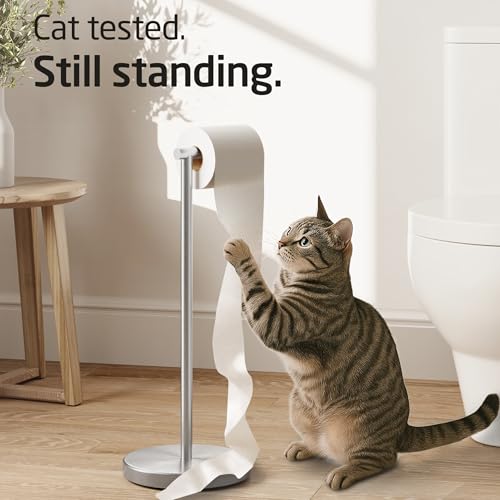 KES Toilet Paper Holder Stand SUS 304 Stainless Steel Rustproof Pedestal Lavatory Tissue Roll Holder Floor Stand Modern Brushed Finish, BPH283S1-2 - Image 4
