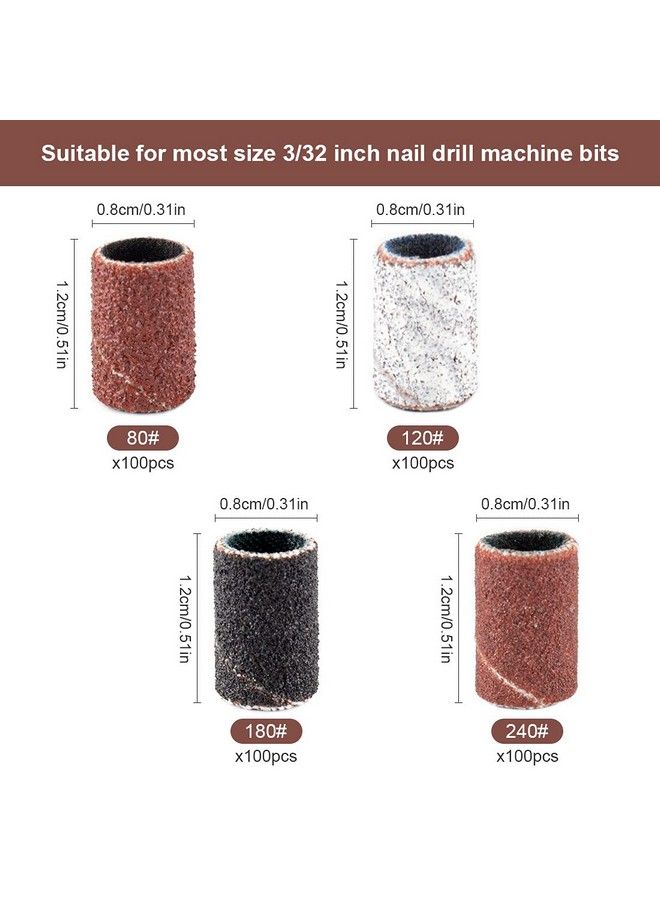 Rolybag Sanding Bands For Nail Drill 240 Pieces 3 Color Coarse Fine Grit Efile Sand Set 80#120#180#240#2 Pieces 3/32 Inch Nail Drill Bits For Manicures And Pedicures - Image 4