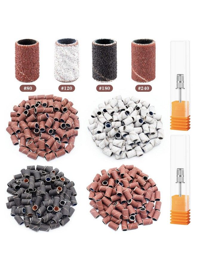 Rolybag Sanding Bands For Nail Drill 240 Pieces 3 Color Coarse Fine Grit Efile Sand Set 80#120#180#240#2 Pieces 3/32 Inch Nail Drill Bits For Manicures And Pedicures - Image 2